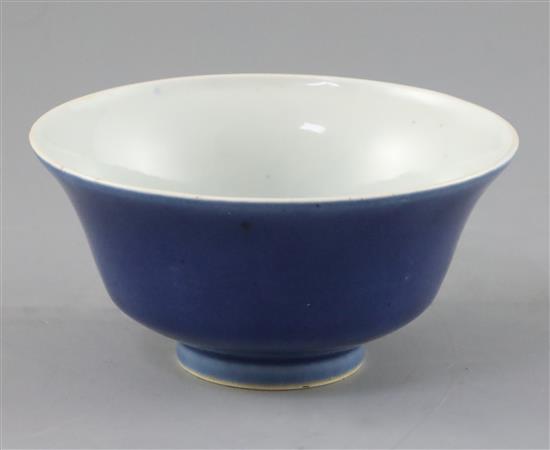 A Chinese powder blue bowl, Qianlong mark and period (1736-95), D. 14.6cm